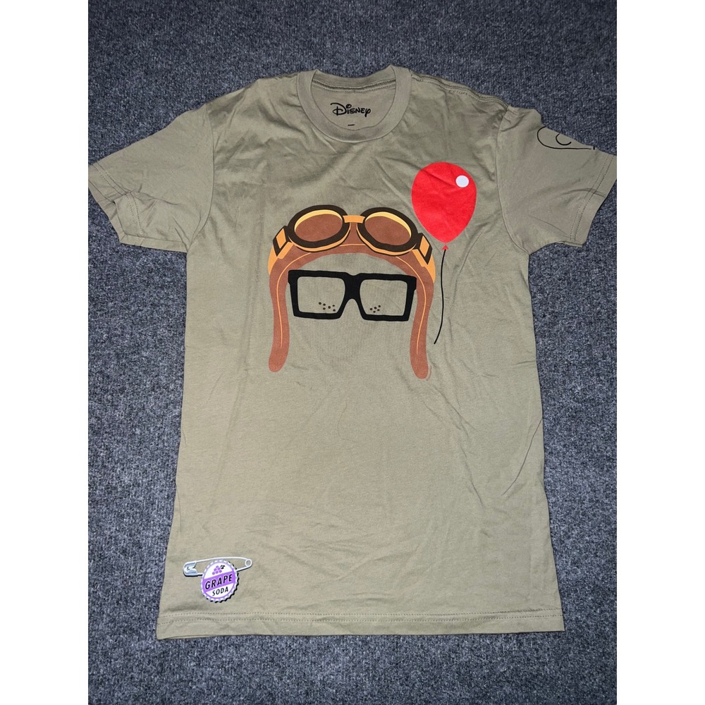 Disney Pixar Up Carl Fredricksen Graphic T-Shirt Olive Green XS